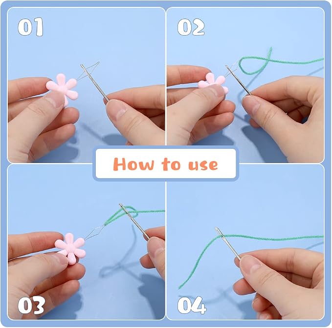 Yarn Needle, Bent Tapestry Needles, Plastic Large Eye Sewing Needles | Darning Needles Large Eye Blunt Needles Crafting Knitting Needles with Storage Box Needle Threader for Knitting Crochet