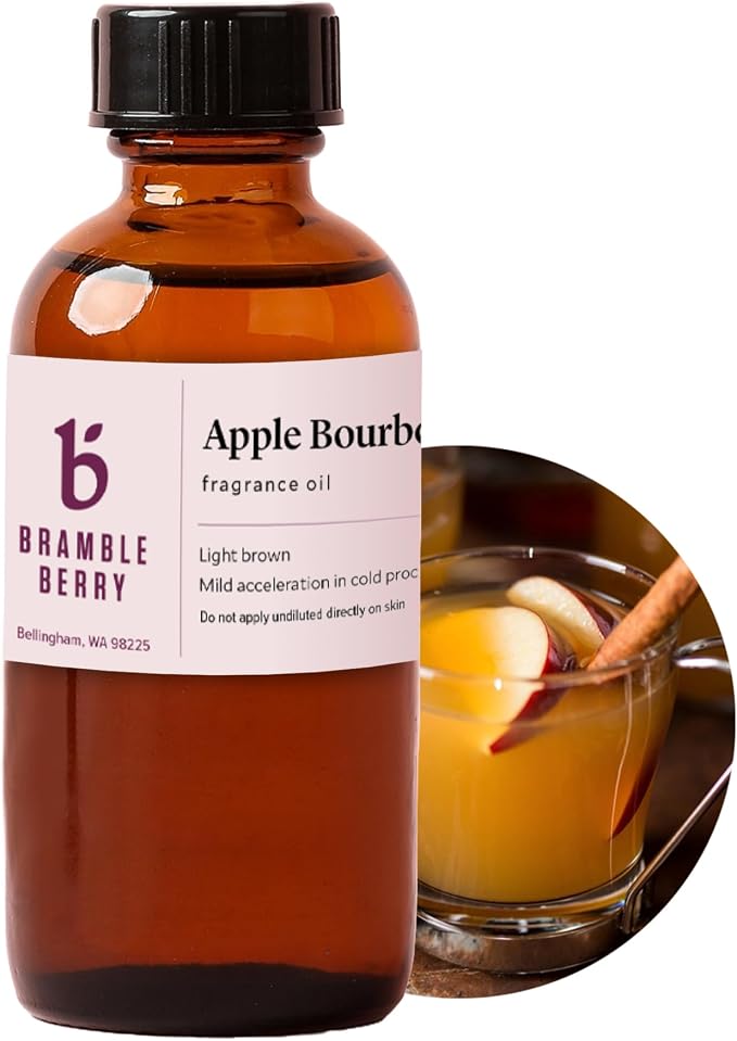 Bramble Berry Apple Bourbon Fragrance Oil 2 oz | Warm Apple, Vanilla & Caramel Scent with Bourbon & Ginger for Soap Making, Candles, Lotion & Bath Bombs | Skin Safe, Vegan, Paraben & Phthalate Free
