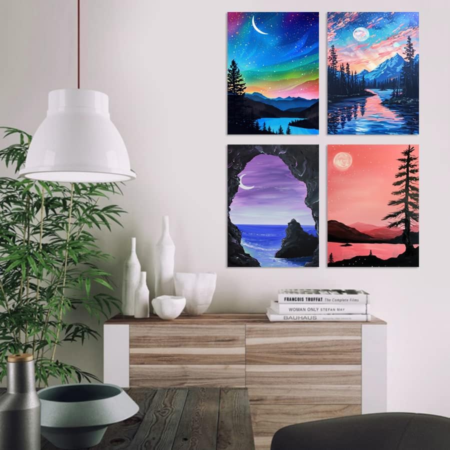 DOTSOPS 4 Pack Landscape Diamond Painting Kits Art Adults Painting Kit