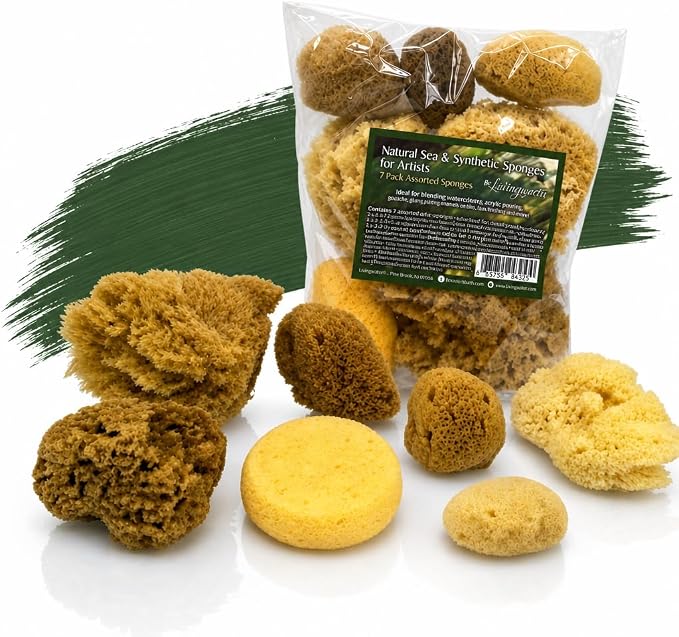 Natural Sea & Synthetic Sponges 7pk, Assorted Sizes, Painting & Crafts