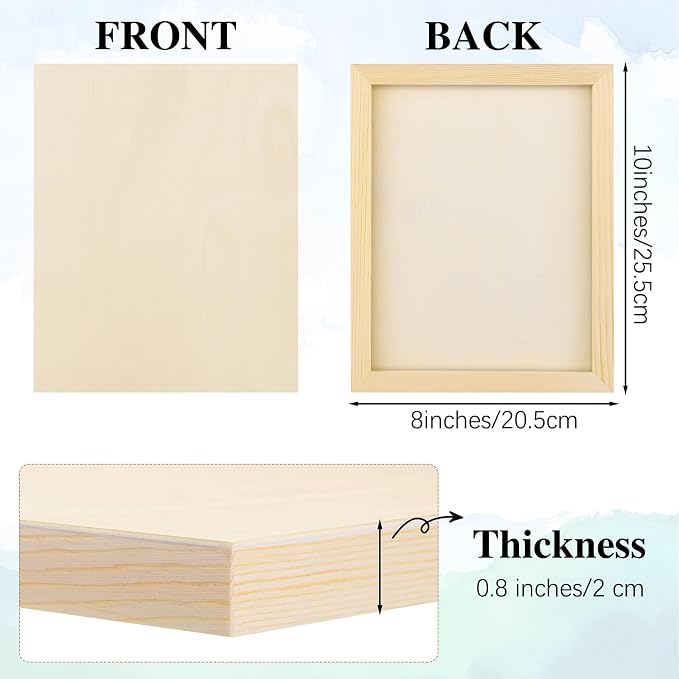Aodaer 2 Pack Wood Panels 8 x 10 Inch Wooden Panels Canvas Unfinished Craft Wood Boards Panels for Art Crafts Acrylic and Oil Painting Pouring DIY Projects