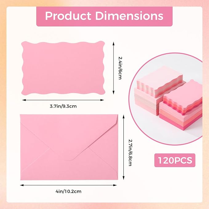 120 Pack Mini Envelopes with Cards, Small Envelopes & Blank Note Cards