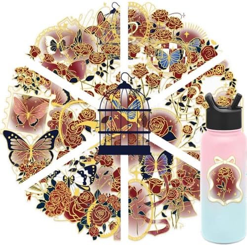 50 Pcs Rose Gold Foil Stickers Vintage Waterproof for Journals