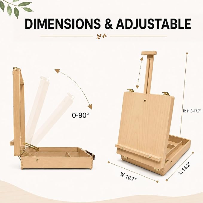 Table Easel Sketchbox Easel with Paint Brushes for Painting | Tabletop Easel Easy to Store Art Easel for Beginners Art Lovers