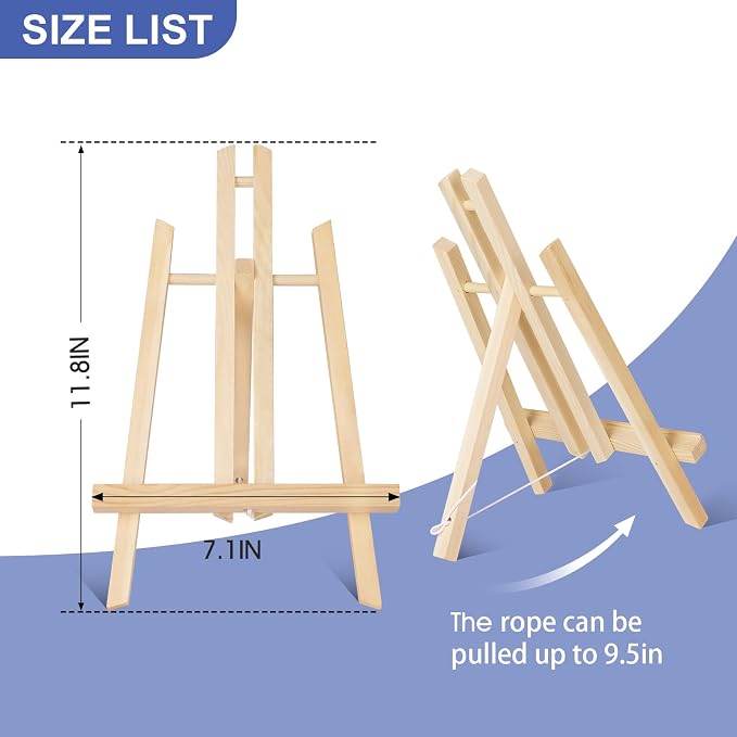 ESRICH 8 Pack 11.8" Wood Easels, Tabletop Easel for Painting | Painting Party, Displaying Canvas, Kids Student Table School Desktop, Portable Canvas Photo Picture Sign Holder