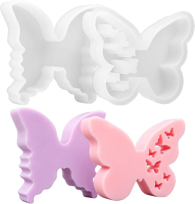 Resin Butterfly Molds Silicone, 2 Pack Silicone Molds for Epoxy Resin | Butterfly Resin Molds, Deep Epoxy Butterfly Mold for Soap, Candle Casting, Flower Bouquet Preservation Wedding Decor Flexible