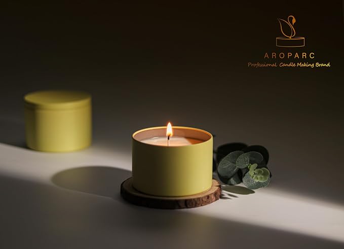 Aroparc Candle Tins 8oz with Lids, 24 Pack Seamless Candle Containers for Candle Making Supplies Empty Candle Jars - Lemon
