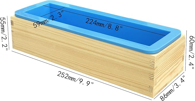 Rectangular Rose Soap Silicone Mold with Wood Box,Blue | Flexible,Flowers Craft Art,For Soap Making Supplies