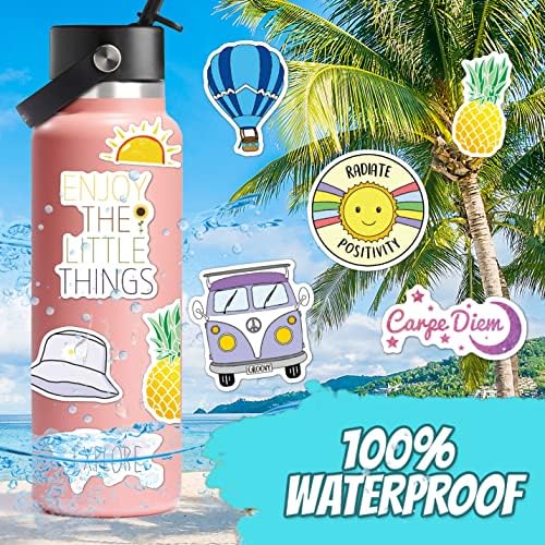 120 Pcs Preppy Stickers, Summer Stickers for Water Bottles Girls, Laptop Accessory Waterproof, Cute Decals for Phone Waterbottle MacBook Cup, Summer Themed Stickers for Teens
