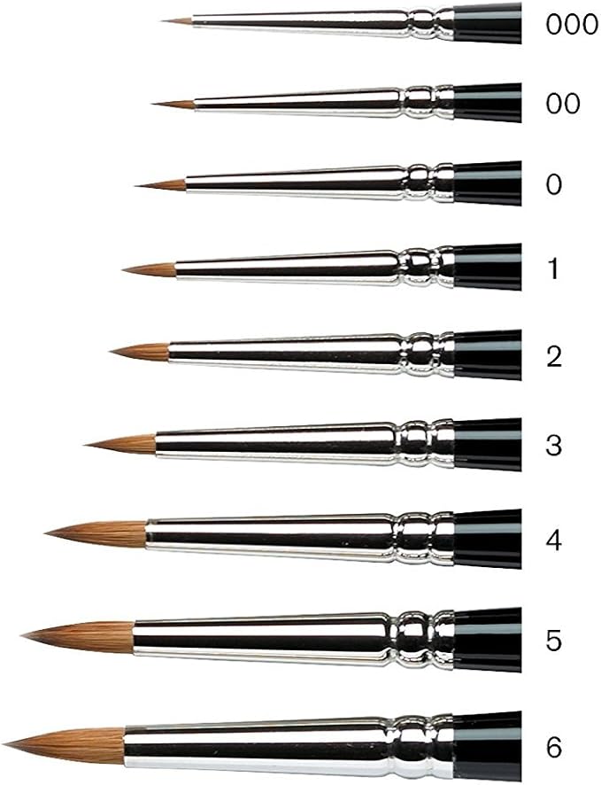 Winsor & Newton Series 7 Kolinsky Sable Miniature Watercolor Brush - Short Handle Round #00,5012020,Brown | The World's Finest Watercolor Brush, Kolinsky Sable Hair, Rust-proof, Seamless Nickel Plated Ferrules, Hand-Made in England