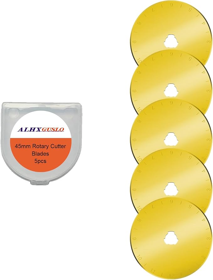 45mm Rotary Cutter Blades 5-Pack Titanium Replacement Blades Fits Fiskars, OLFA,Martelli,Dremel,Truecut,DAFA for Quilting Scrapbooking Sewing Arts & Crafts Sharp and Durable Cutter Blade