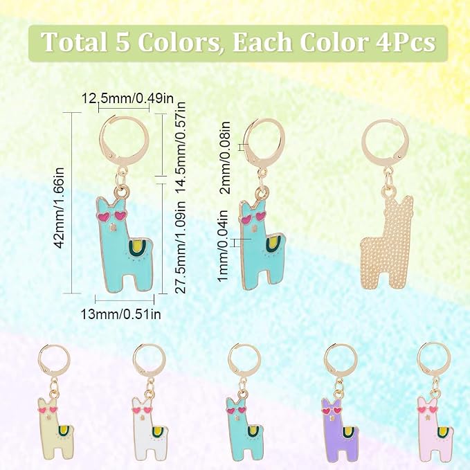 SUNNYCLUE 1 Box 20pcs Crochet Knitting Markers Stitch Charms Alpaca Cute Animals Locking Stitch Charm Crochet Knitting Markers for Weaving Sewing Needleworks DIY Crafts