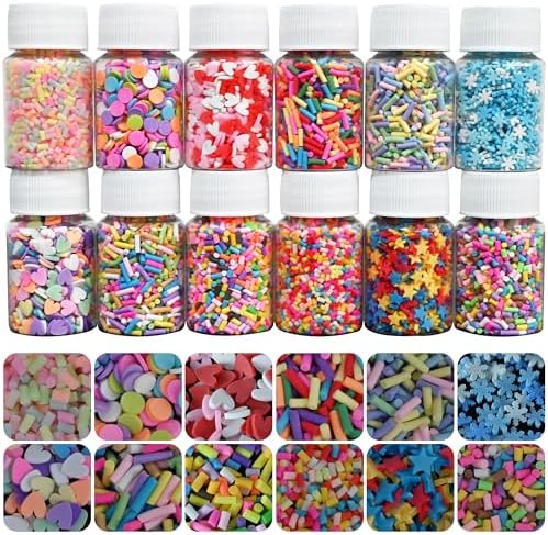 LIKETURE Fake Sprinkles 180G Non-edible Polymer Clay Sprinkles Fake Candy Sprinkles Slime Sprinkles Faux Sprinkles for Resin Slime Add Ins Plastic Sprinkle Nail Art Shaker Card Filler (Multicolor)
