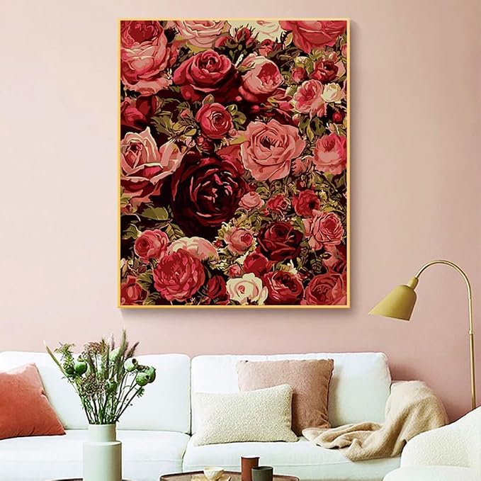 ZRIZQ Flowers Paint by Numbers Kit for Adults Beginner,Roses,16x20
