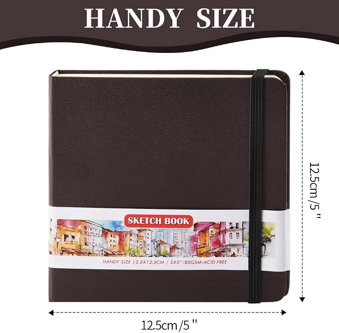 5x5 Pocket Sketch Book,80gsm Hardcover Art Sketchbook for Drawing Journal