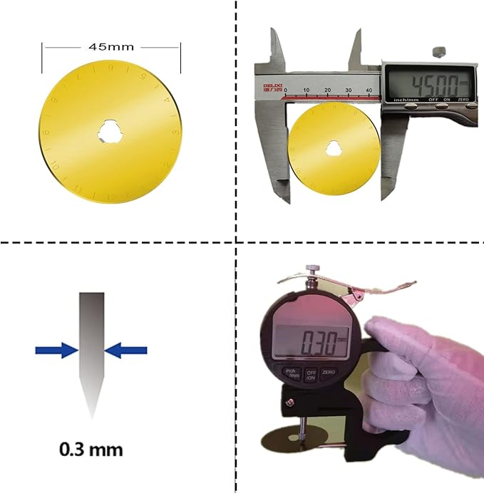 45mm Rotary Cutter Blades 5-Pack Titanium Replacement Blades Fits Fiskars, OLFA,Martelli,Dremel,Truecut,DAFA for Quilting Scrapbooking Sewing Arts & Crafts Sharp and Durable Cutter Blade