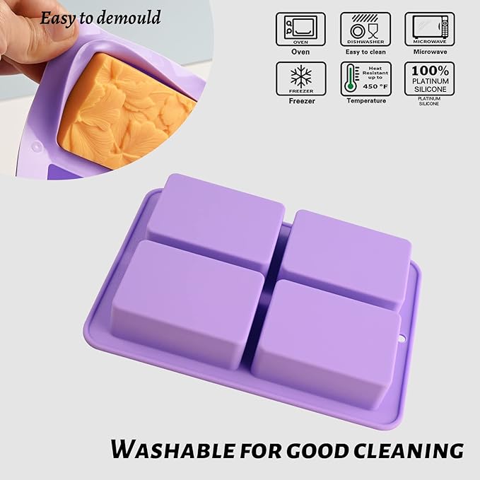 Soap Molds Silicone 3D Rectangular Flower Pattern Silicone Molds | 3D Rectangular Flower Pattern Silicone Molds for Handmade Craft Soap Bath Bombs Chocolate Bars DIY Candle Polymer Clay Design