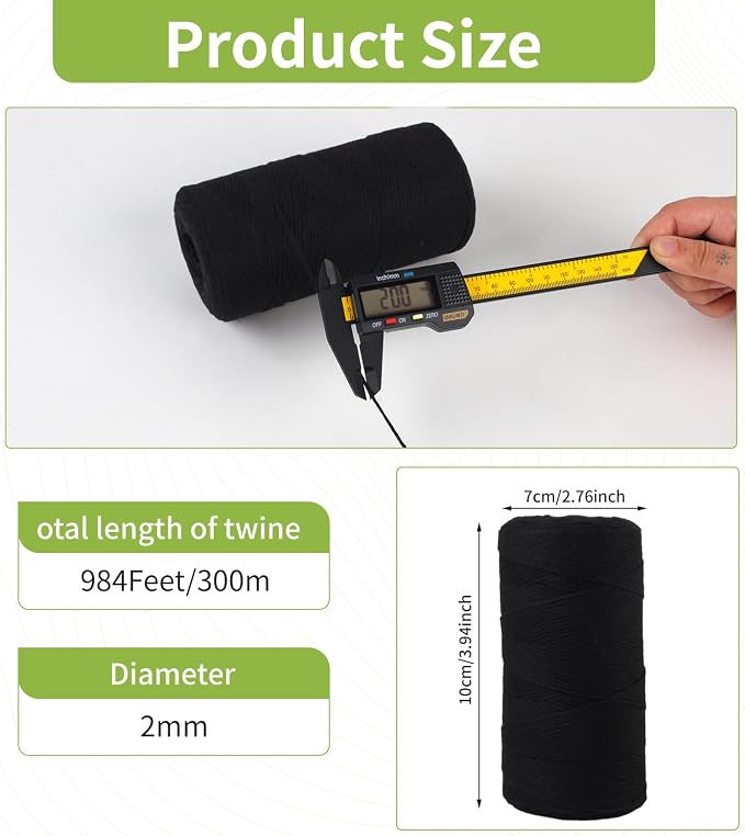 Joyberg Cotton Twine: 984 Feet / 300 Meters - Gardening & Crafts String Thin Threadcord