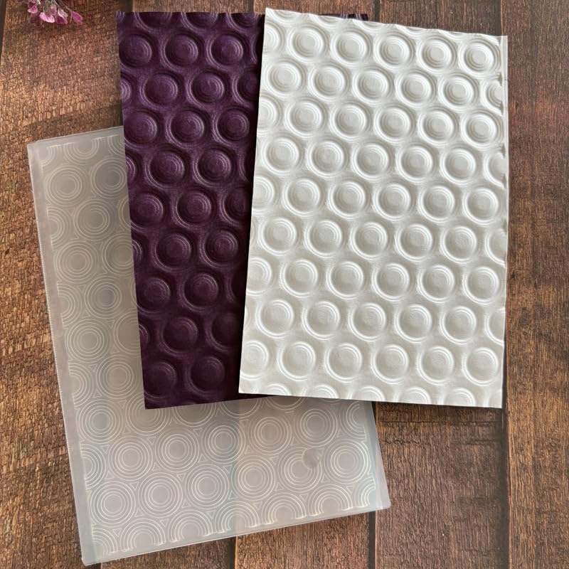 Circle Dot Geometric 3D Embossing Folder, Concentric Ring Plastic Textured Stencil for DIY Scrapbooking Card Making Paper Crafts