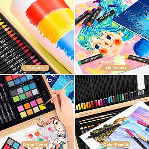 iBayam 150-Pack Deluxe Wooden Art Set Crafts Drawing Painting Kit