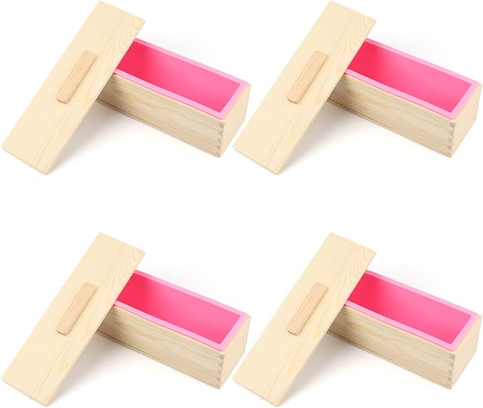 Soap Loaf Box, 42 oz Soap Box for Soap Making with Wooden Boxes, Set of 4 | Soap Bar Box Can Be Used for Homemade Soap Produce, Soap Making, Ideal Size and Large Capacity, by GNIEMCKIN