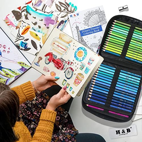 H & B 180 Colored Pencils Set, Art Pencil Kit for Adult Coloring,Oil Based Soft Core, Ideal for Coloring Sketching Shading,H & BArt Set for Teens Beginner Wooden Color Pencils