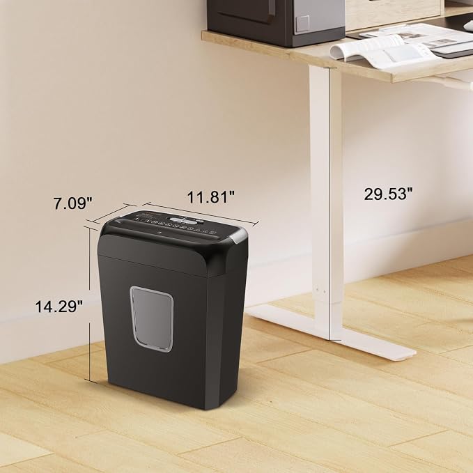 Bonsaii 6-Sheet Cross Cut Paper Shredder for Home, 3.4 Gal Bin | P-4 Security Level, Shreds Credit Cards, Staples & Paper Clips, with Portable Handle, Small Shredder for Home Office，C237-B