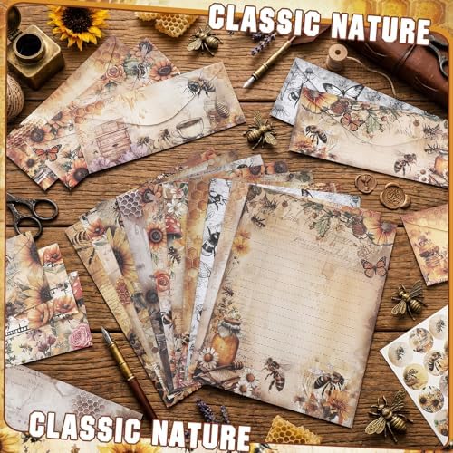 TaoBary 160 Pcs Vintage Bee Butterfly Stationery Paper and Envelopes Set