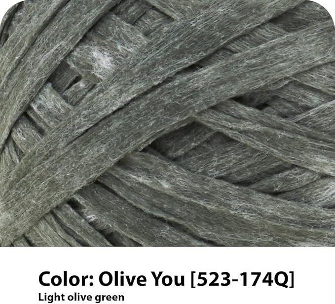 Lion Brand Yarn, Rewind Tape Crochet Yarn, Olive You, Green, 3 Pack