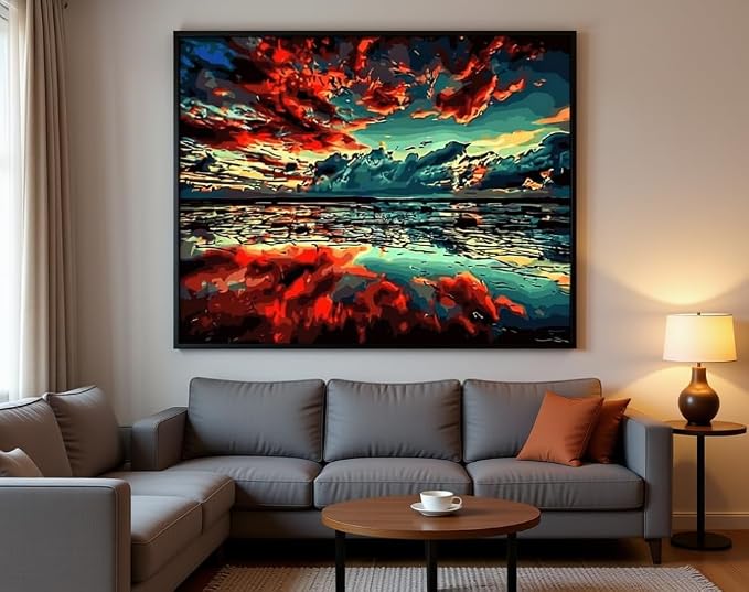 BAISITE Paint by Numbers Kit for Adults,16" Lx20 W Canvas for Painting Kits for Adults in Colorful Box-Breathtaking Colorful Scenery 8481-Already Stretched on a Wooden Frame