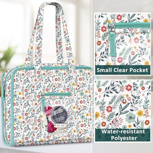 FINPAC Sewing and Craft Supplies Storage Tote Bag with Clear Pockets