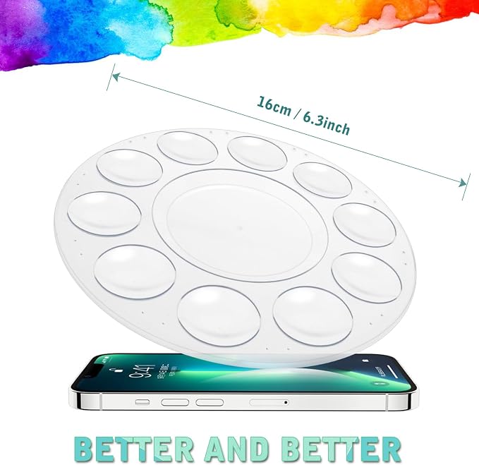 Hulameda 3pcs Paint Palettes, Plastic Paint Tray Palette, Paint Pallet with 10 Wells for Adults & Kids, for Painting or DIY Craft Class, Clear | Paint Pallet with 10 Wells for Painting or DIY Craft Class