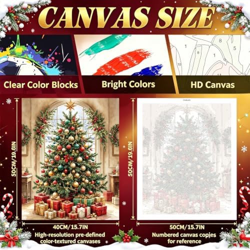 ICYANART Christmas Paint by Numbers Kit for Adults Beginner 16x20Inch