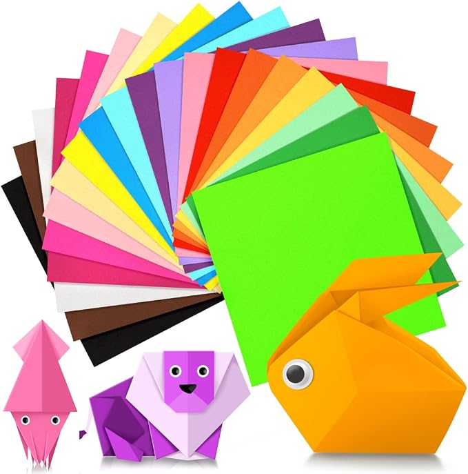 IOOLEEM Origami Paper, 20 colors 500 Sheets, 6 Inch Square, Double Sided Colored Paper for DIY Crafts