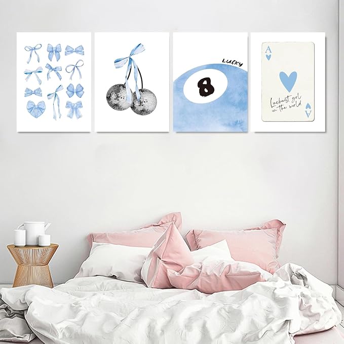 4 Pack Bow Diamond Art Kits for Adults Diamond Painting Kit for Beginner | Cute Blue 5D DIY Diamond Dots Full Drill Crafts for Gem Art Dot Art for Adults Home Wall Decor for Teens Boys Girls 10x12in