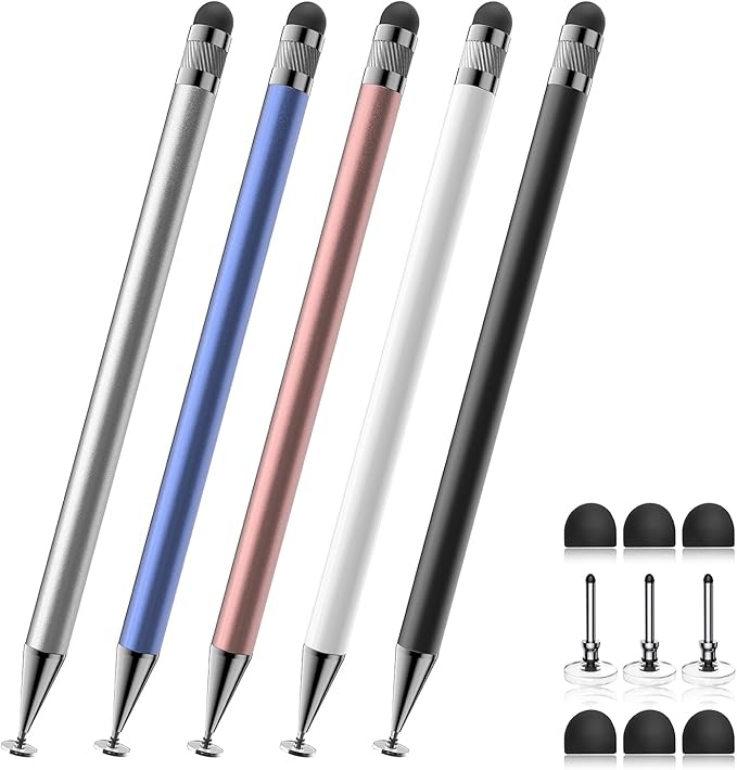 Bopomofo Stylus(5 Pcs),2-in-1 Stylus Pen for Touchscreen,Stylus Pen | Metal Barrel,Suitable for Apple(iPhone/ipad)/Nintendo Switch/Samsung/Google/Microsoft/Android Tablets Touch Screen Devices