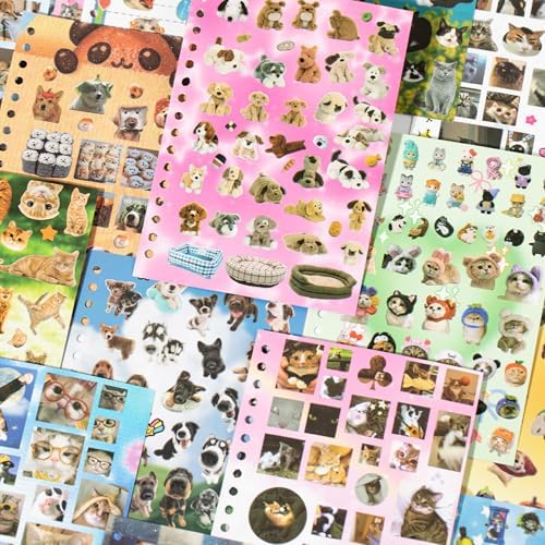 Cat and Dog Stickers Book Set 2 in 1,Value Set with 1600 Stickers 60 Pages Meme Sticker Books for Scrapbook Journal and Planner Coil Bound Sticker Albums