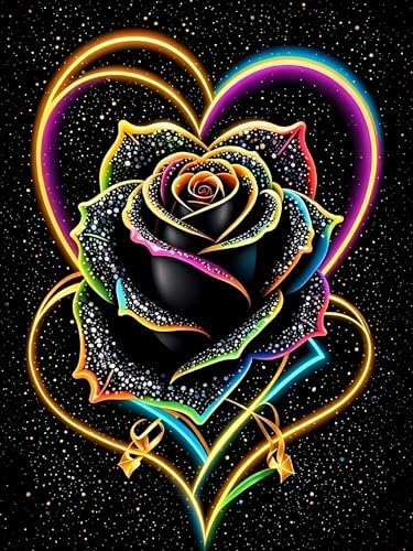 WNPOKN Black Rose Diamond Art Kits for Adults 12 x 16 inch