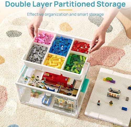 Vtopmart 24 QT Clear Plastic Storage Box with Building Baseplate Lid,2 Pack