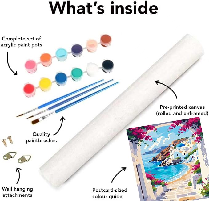 Mrnsiet Paint by Number for Adults Beginners, Easy Seaside Town Paint by Numbers Kits on Canvas, DIY Coastal City Oil Painting Kits Adults' Paint-by-Number Kits for Home Wall Decor 16x20 Inch