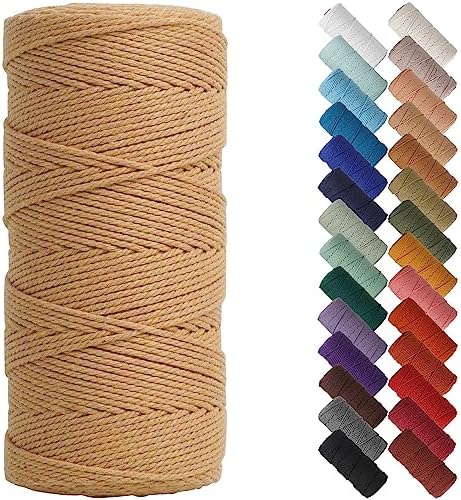 NOANTA Light Tan Macrame Cord 2mm x 220yards, Cotton Rope Macrame Yarn