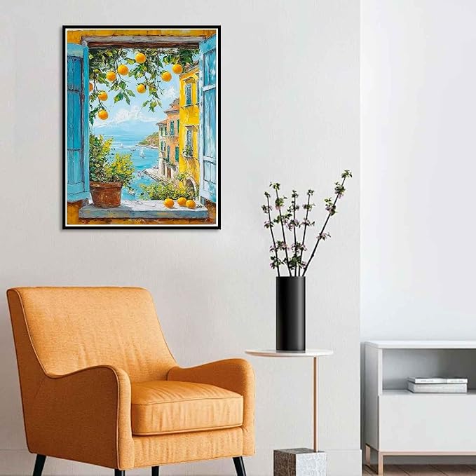 Yunruily Paint by Number Adult Lemon Tree-Adult Paint by Numbers,Paint by Numbers for Adults Canvas for Gifts Home Wall Decor(16x20inch)