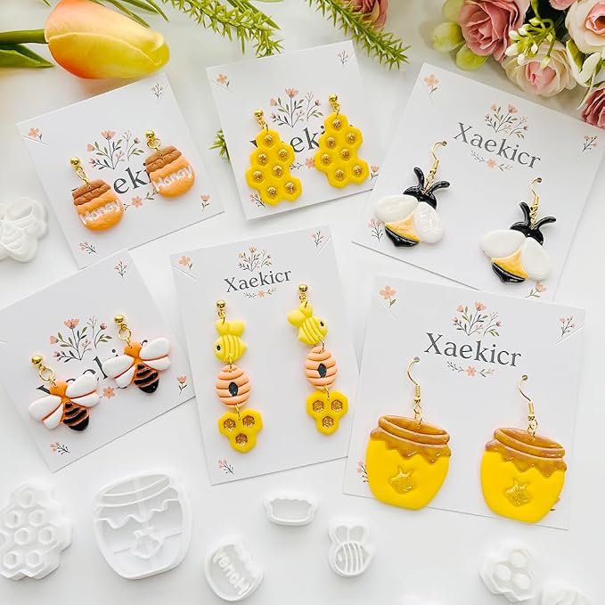 Bee Theme Polymer Clay Cutters Set – Molds, Clay Cutters for Polymer Clay, Clay Earring Tools