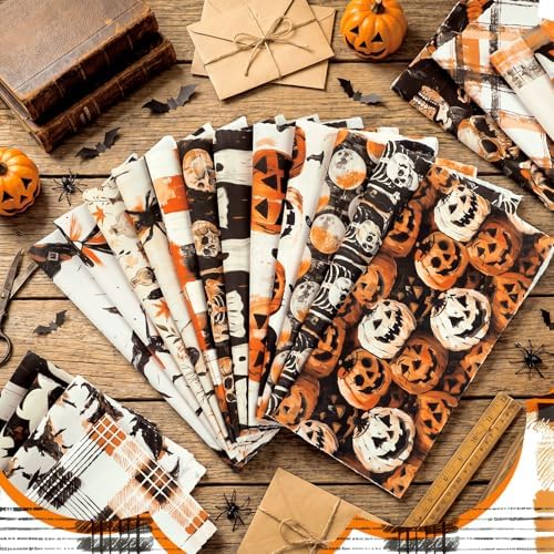 HunnmingRe 20 Pcs 10''x10'' Spooky Halloween Quilting Fabric Squares