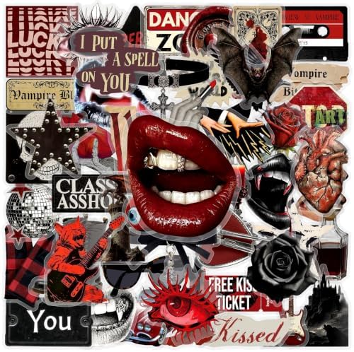 50Pcs Dark Gothic Horror Stickers Spooky Retro Decals for Craft Supplies