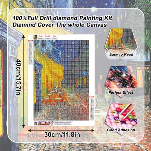 VeGuude Diamond Art Kits forAdult Café Terrace at Night Diamond PaintingKit