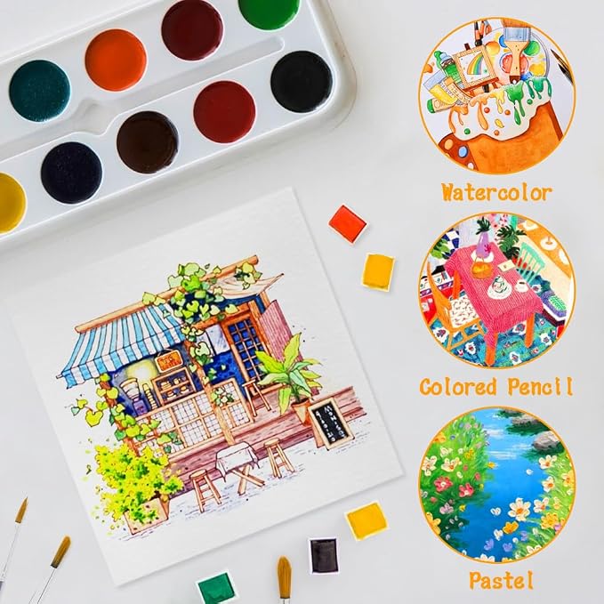 Watercolor Sketchbook 3.9x3.9 Inch 20 Sheets Mini Travel Journal Sketchbook
