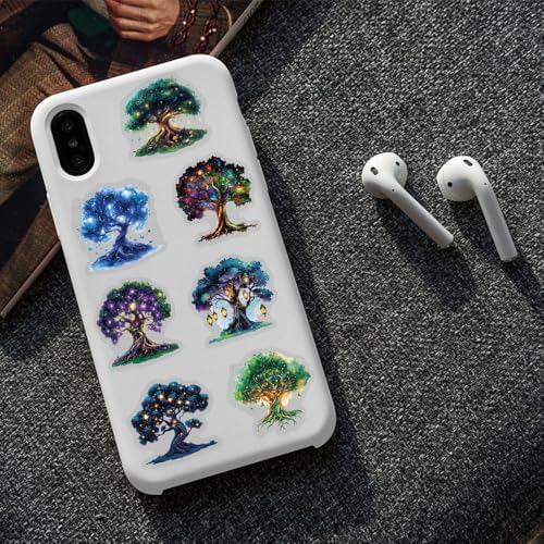 50pcs Fantasy Magic Tree Stickers Pack – Clear Waterproof Scrapbook Decals for Journaling, Diary, Collage, Laptop, Water Bottle, Planner, Aesthetic Nature Forest Tree of Life Sticker