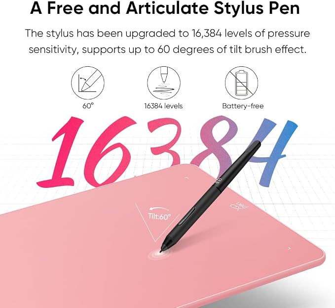 XPPen Deco 01 V3 10x6 Drawing Tablet | 16K Pressure Pen | Battery-Free Stylus | 8 Hotkeys | for OSU Gaming & Teaching | PC/Mac/Android/ChromeOS Compatible | Pink