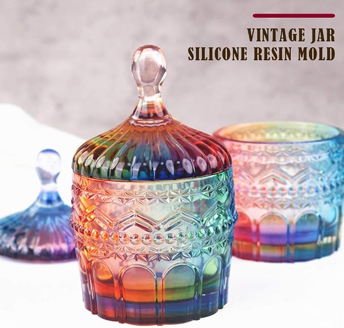 Resin Jar Mold with Lid Silicone Box Mold for Epoxy Resin Casting DIY Storage Bottle Jewelry Trinket Container Candle Holder Flower Pot Resin Crafts Kits Home Decor Gift